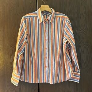Caribbean Joe for woman striped, long sleeved blouse. Size XL.